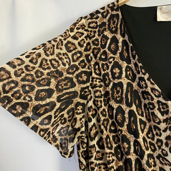 Siren Lily‎ Leopard Print Maxi Tiered Dress Women Size XL Brown Boho Lagenlook - Picture 4 of 12